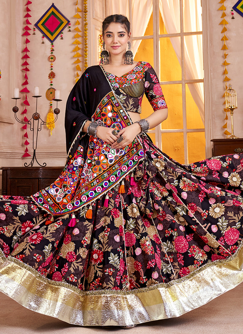 Buy Black Gujarati Lehenga Choli In UK