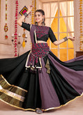 Buy Black And Purple Navratri Lehenga Choli In USA