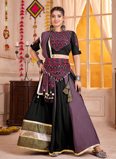 Shop Black And Purple Navratri Lehenga Choli