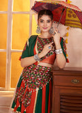 Buy Green And Orange Gujarati Lehenga Choli Online