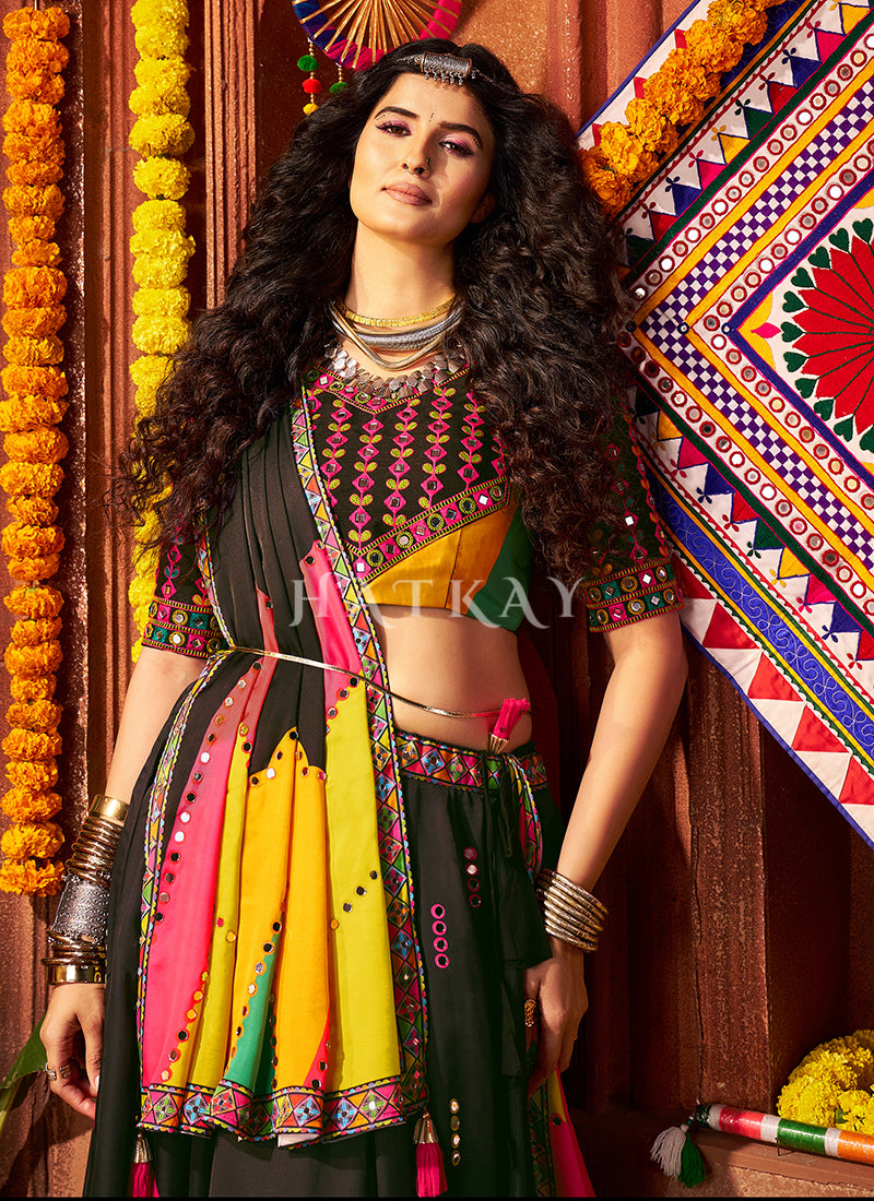 Buy Black Navrtari Lehenga In UK