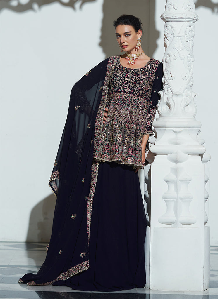 Buy Midnight Navy Lehenga Set In USA