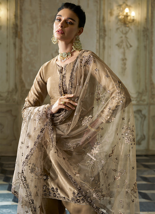 Shop Champagne Gold Farshi Salwar Set Online