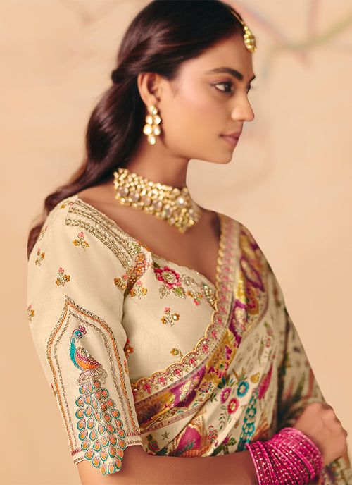 Buy Off White Traditional Saree 