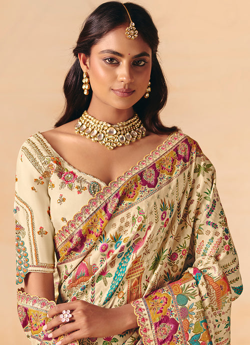 Shop Off White Silk Saree