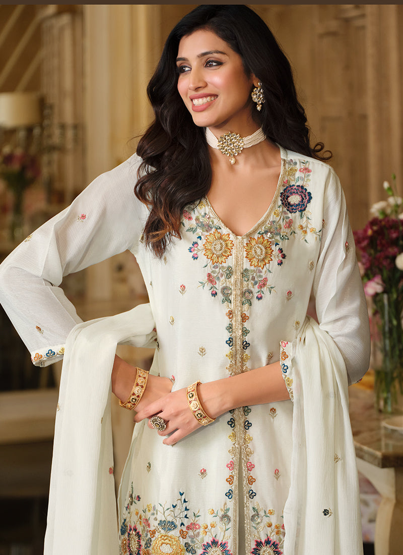 Buy Off White Plazzo Suit In USA