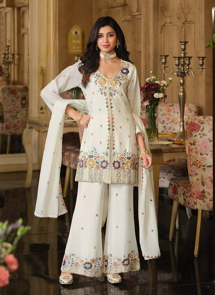 Buy Off White Palazzo Suit Online