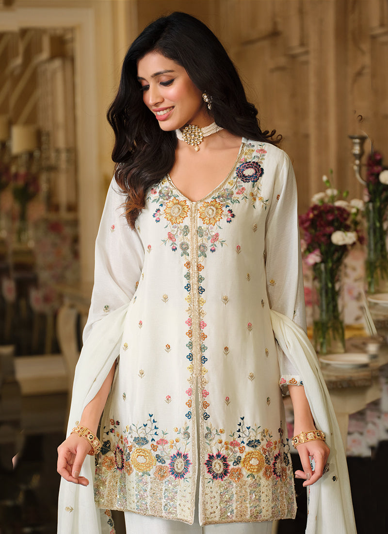 Buy Off White Designer Suit At Hatkay