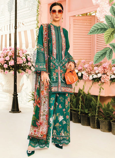 Green Floral Embroidered Pakistani Pant Suit