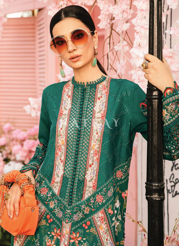 Green Floral Embroidered Pakistani Pant Suit