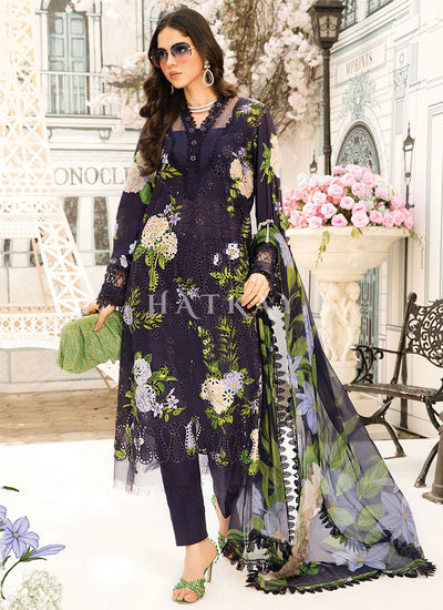 Violet Embroidered Pakistani Pant Suit