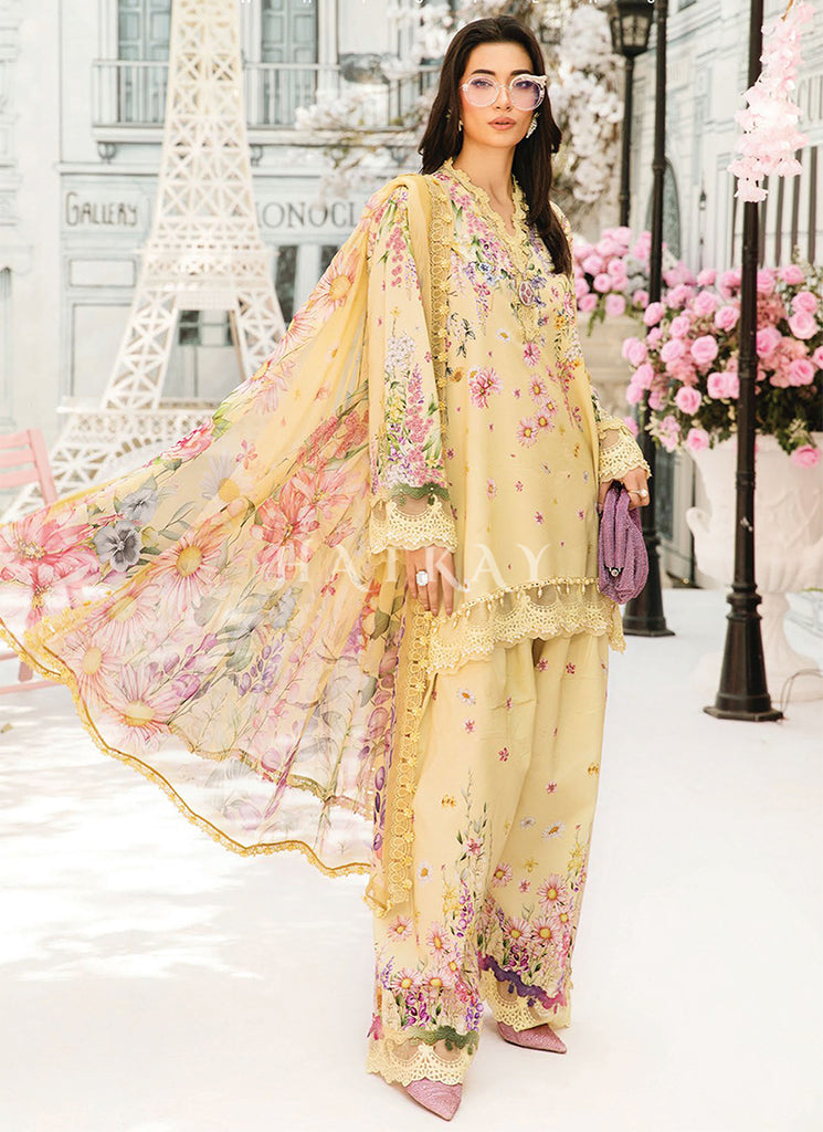 Butter Yellow Embroidered Pakistani Pant Suit