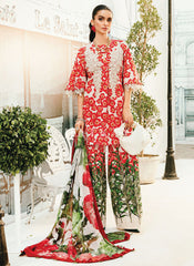 White And Red Embroidered Pakistani Pant Suit