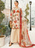 Cream Red Embroidered Pakistani Pant Suit