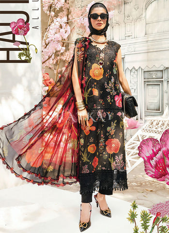 Black Red Embroidered Pakistani Pant Suit