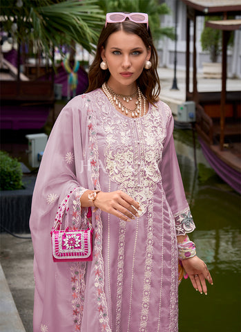 Lavender Embroidery Pant Style Pakistani Suit