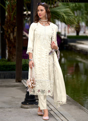 Off White Pant Style Pakistani Suit