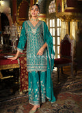 Shop Turquoise Festive Palazzo Suit