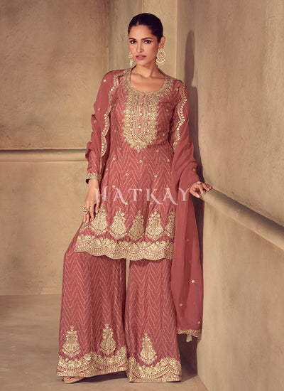 Rust Red Palazzo Suit