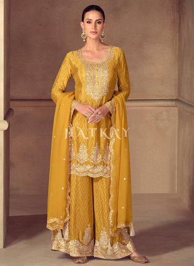 Yellow Designer Palazzo Suit