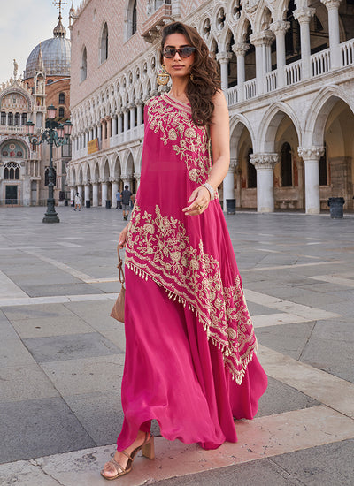 Shop Fuchsia Pink Party Wear Indo Western Set