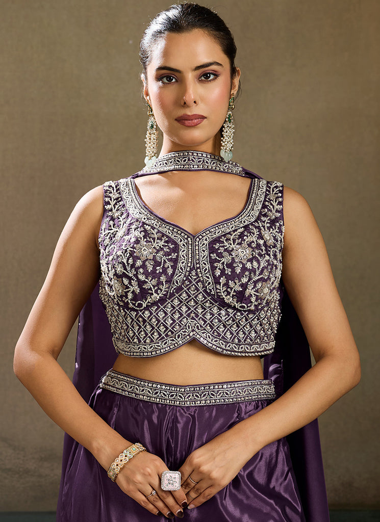 Shop Purple Handwork Palazzo Set In USA