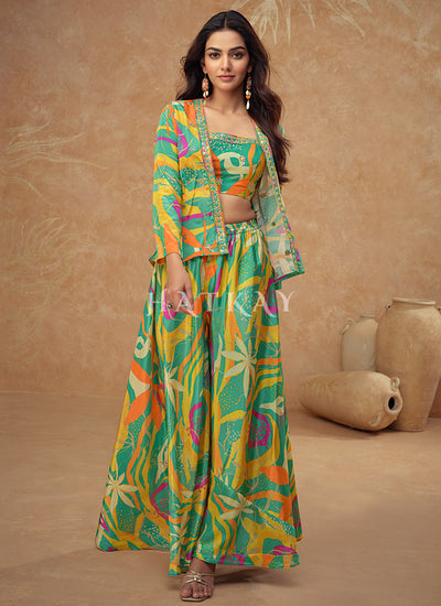 Green Indo Western Palazzo Set