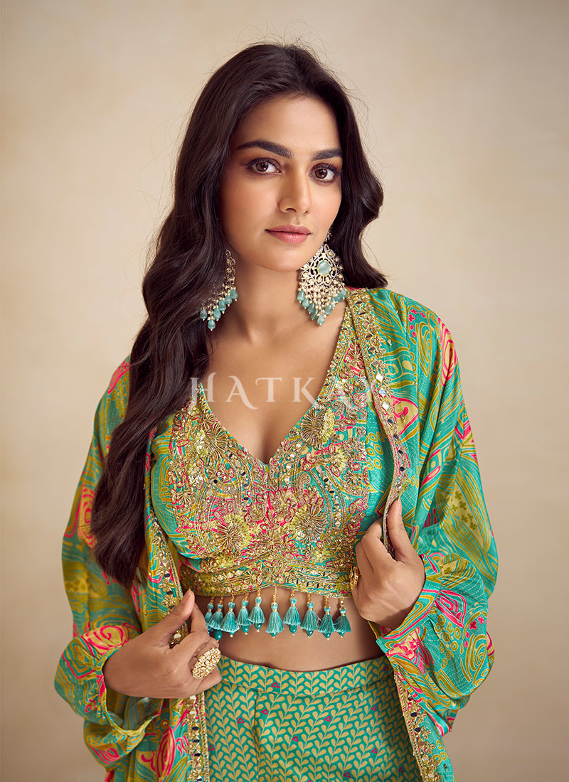 Green Mehendi Palazzo Set