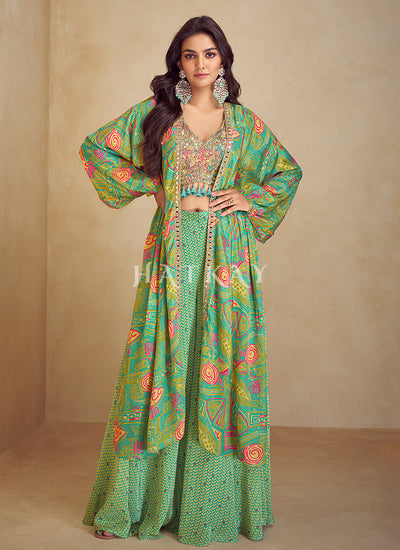 Light Green Indo Western Palazzo Set