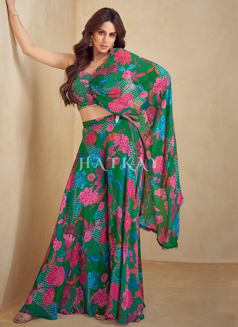 Green  Indo Western Palazzo Set