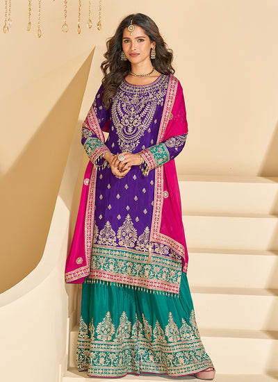 Shop Purple Designer Palazzo Suit