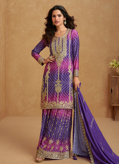 Purple and Pink Ombre Palazzo Suit