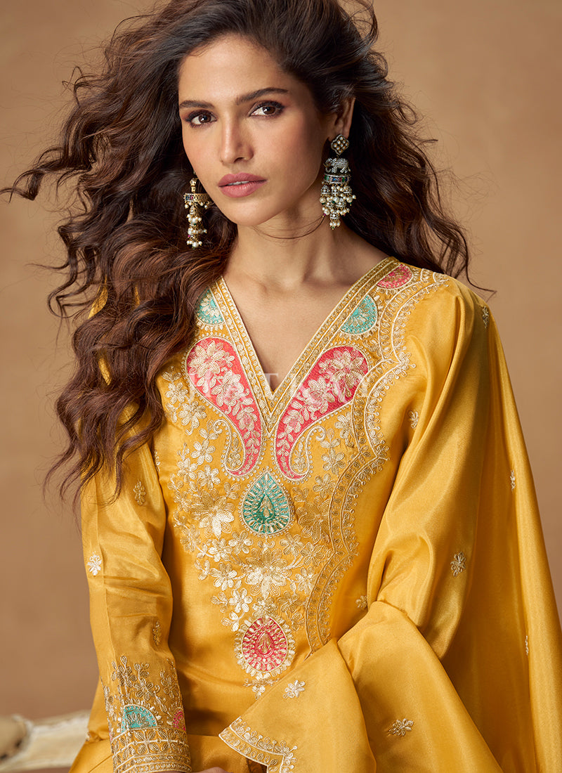 Buy Yellow Mehendi Suit 