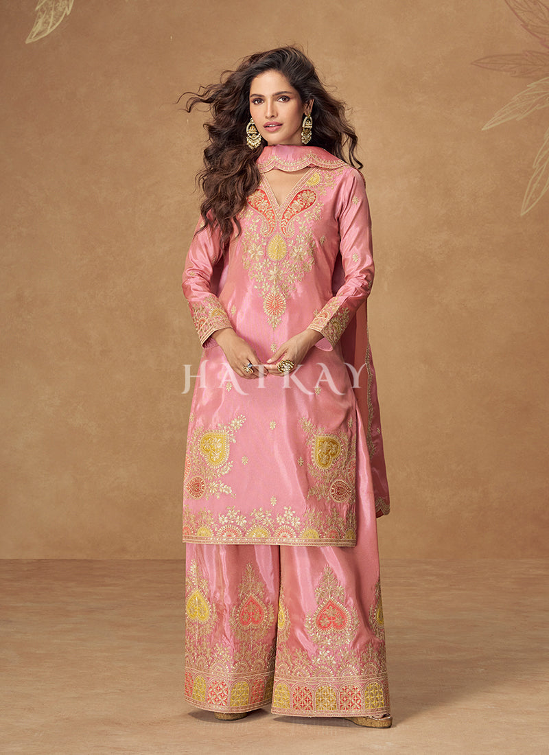 Salmon Pink Palazzo Suit