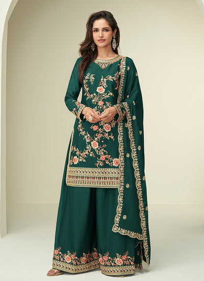 Green Designer Palazzo Suit
