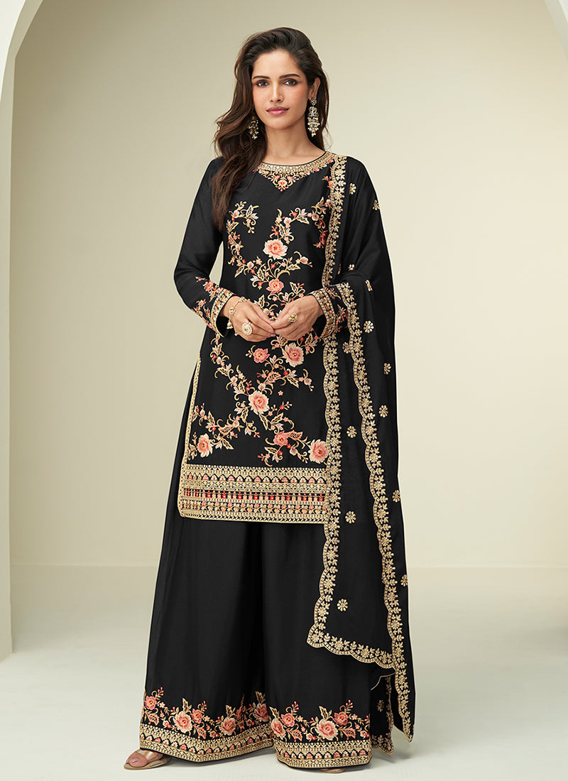 Black Designer Palazzo Suit