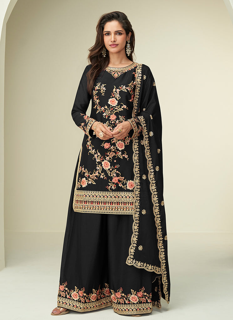Black Designer Palazzo Suit