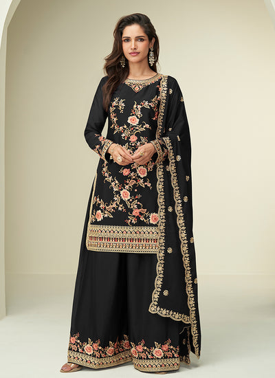 Black Designer Palazzo Suit
