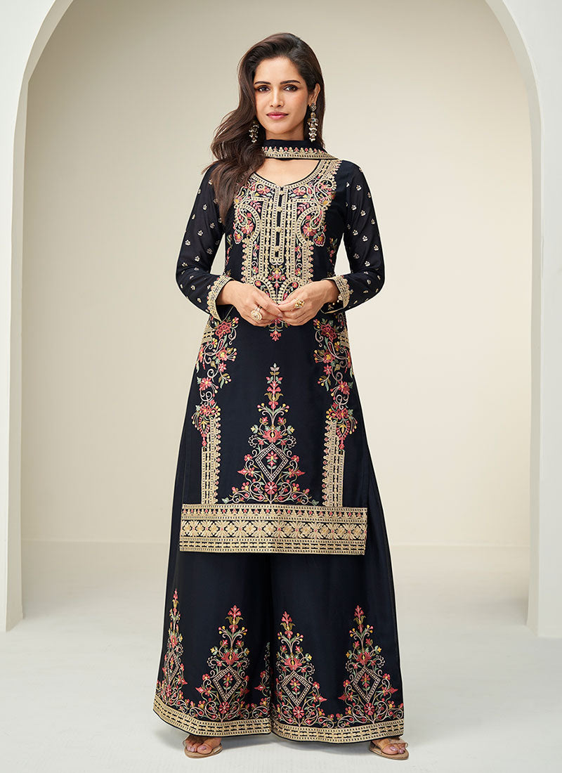 Black Festive Palazzo Suit