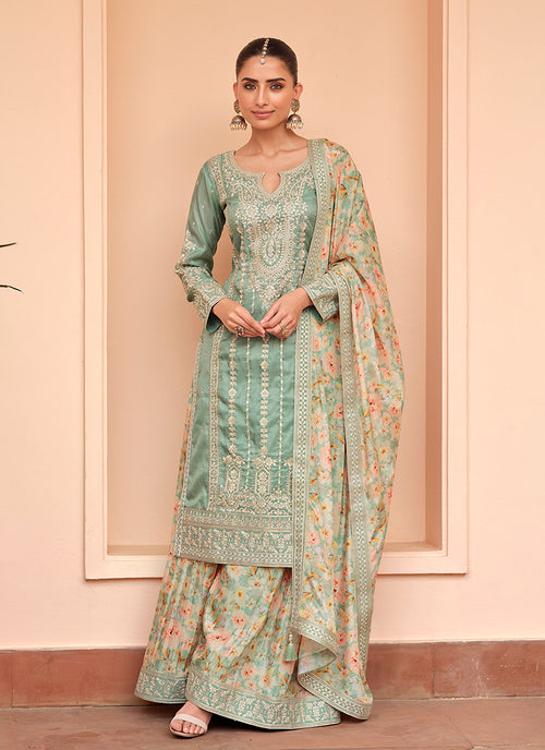 Sea Green Palazzo Suit