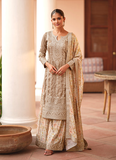 Cream Beige Palazzo Suit