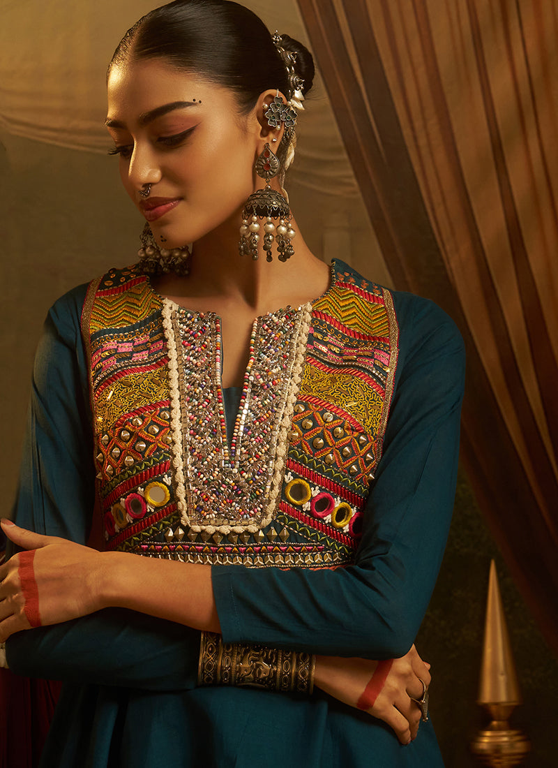 Buy Teal Blue Peplum Palazzo Suit In UK