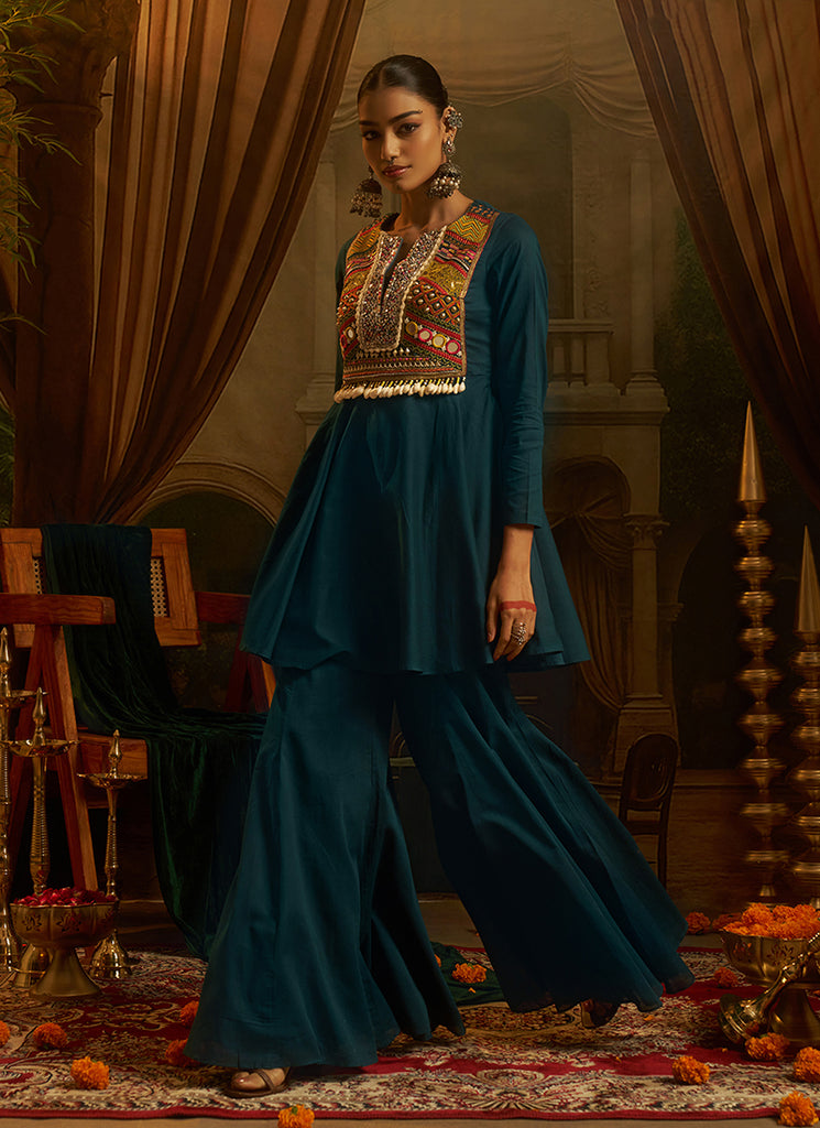 Shop Teal Blue Palazzo Suit Online