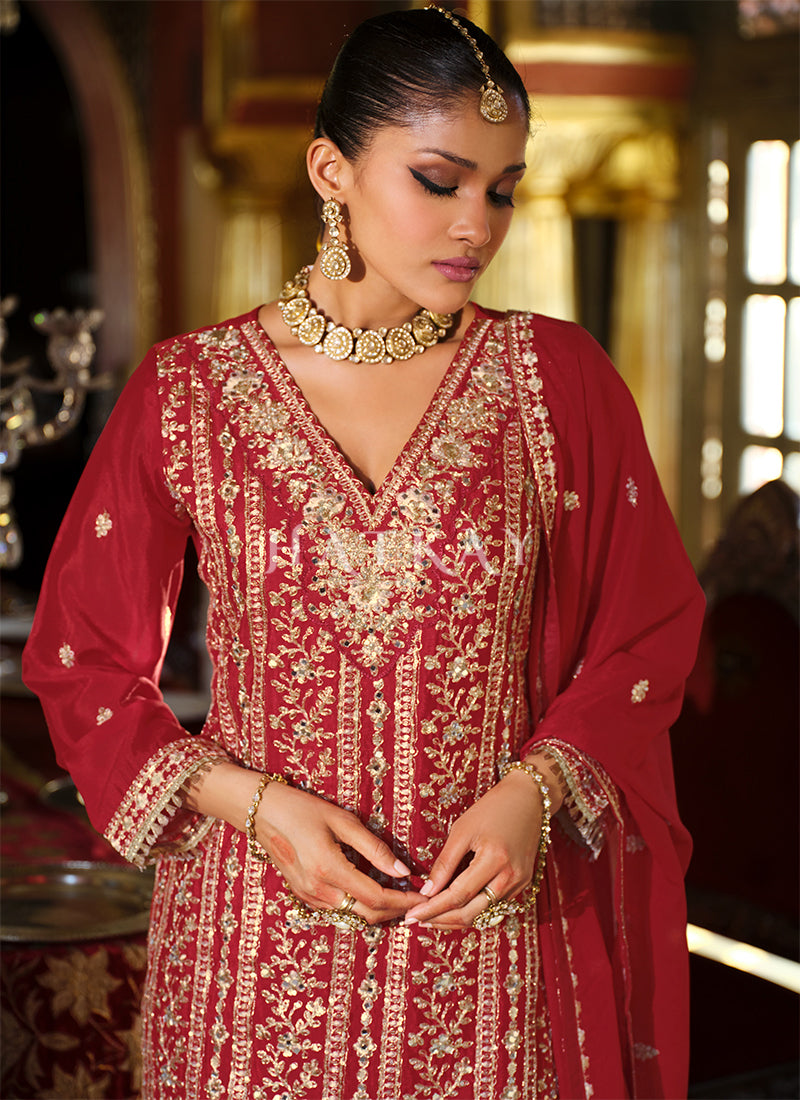 Buy Red Palazzo Suit In USA