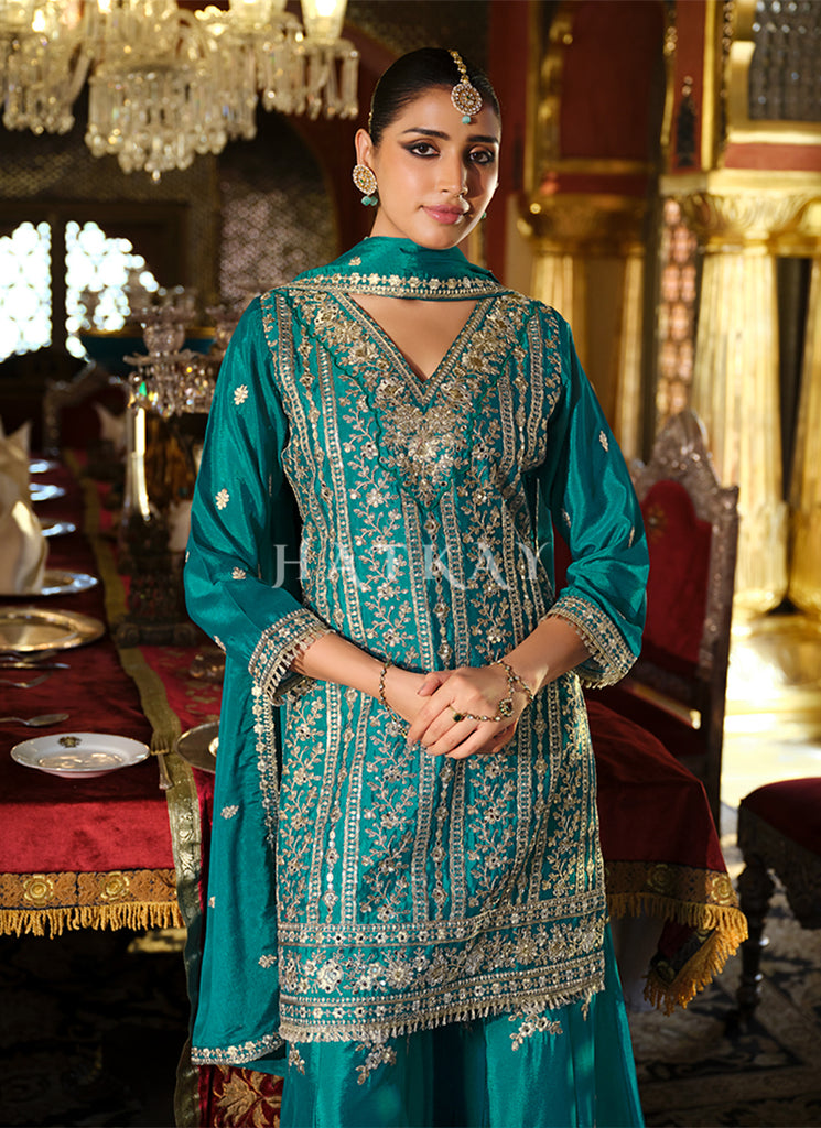 Buy Turquoise Palazzo Suit In UK