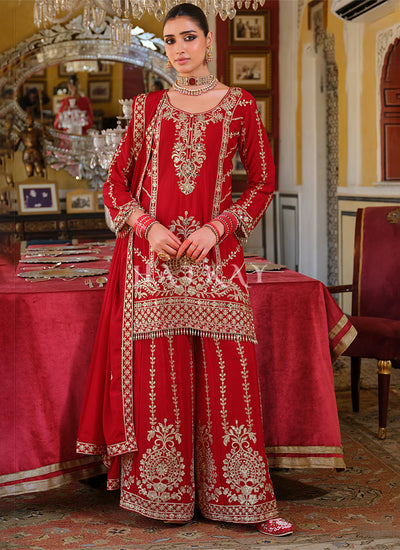 Shop Bridal Red Palazzo Suit