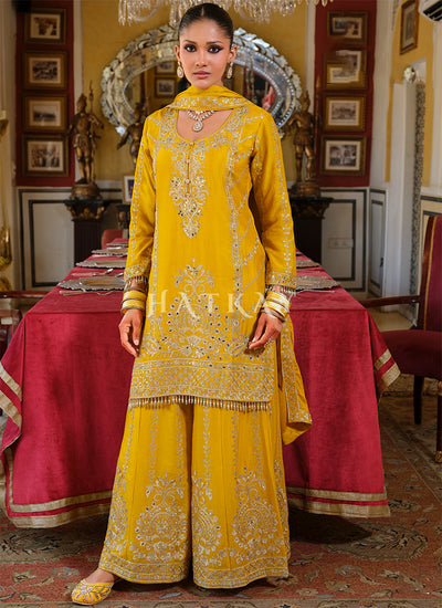 Shop Yellow Palazzo Suit