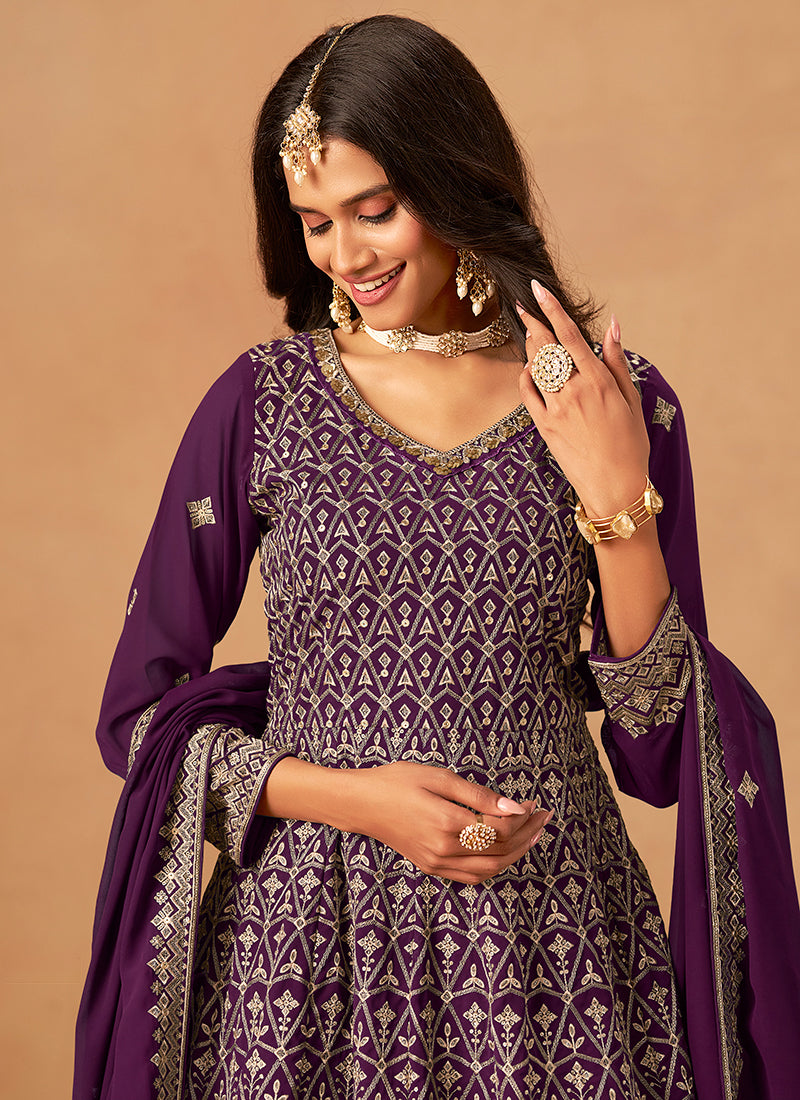 Shop Purple Reshamkari Palazzo Suit In UK