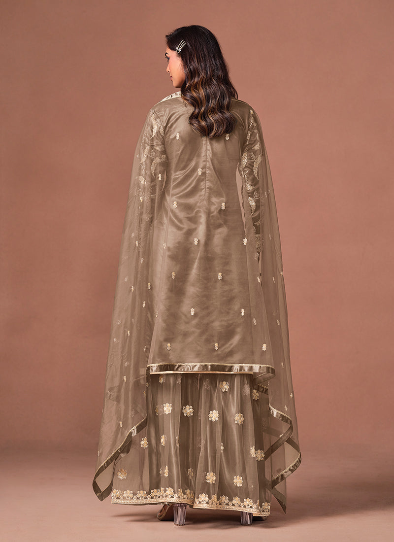 Traditional light brown palazzo suit for women