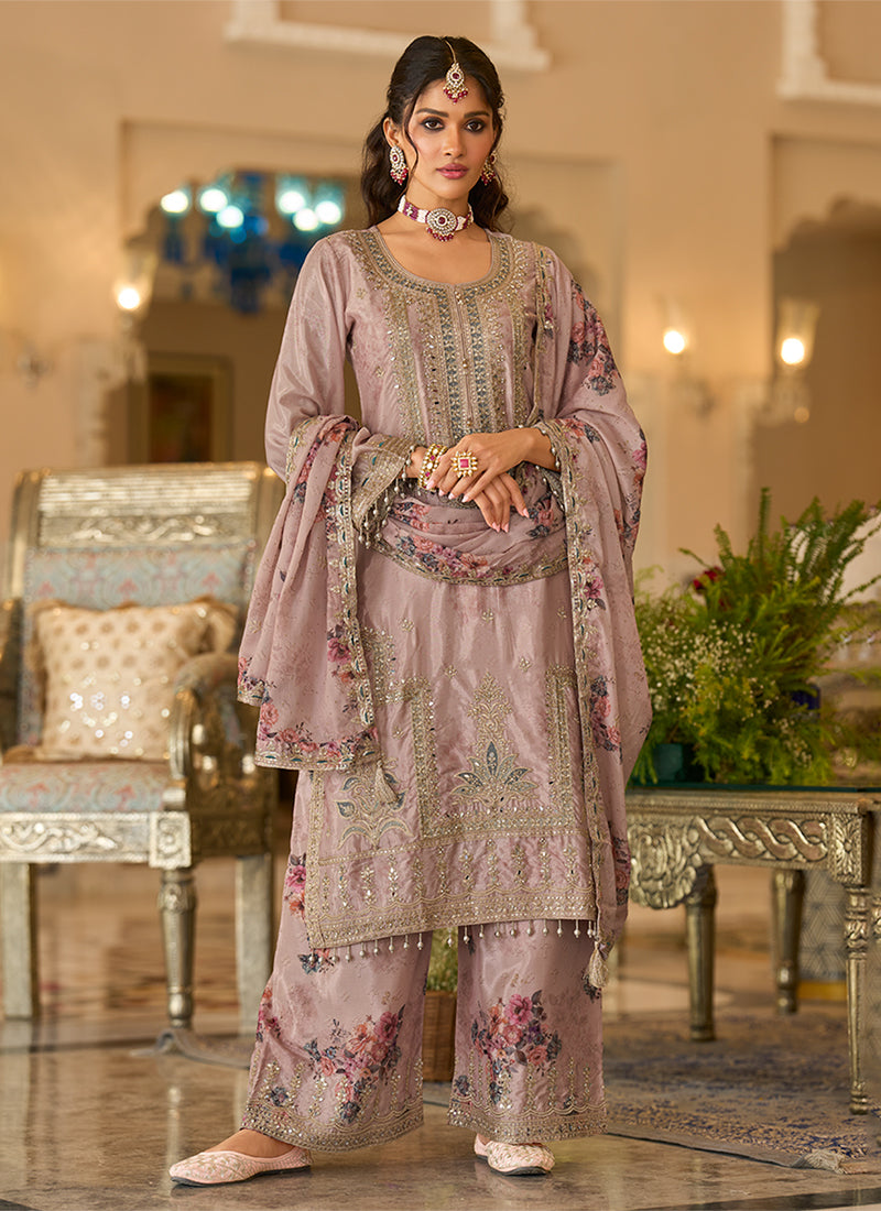 Buy Mauve Purple Palazzo Suit In USA